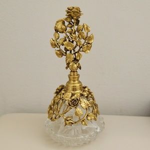 Vintage Gold Ormolu Matson Perfume Bottle Rose